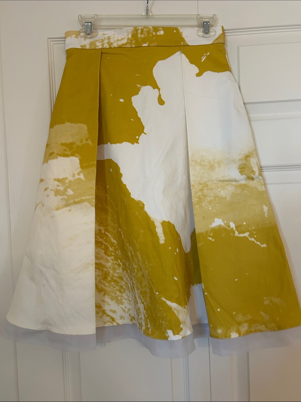 Anthropologie Yellow and White A-Line Skirt